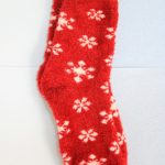 جوراب زمستانی زنانه عمده گل دار قرمز